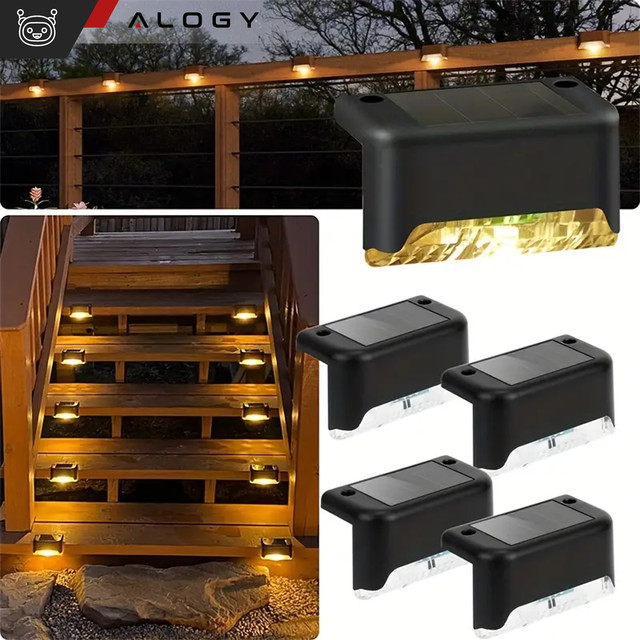 LED solar garden lamp for terrace, balcony, stairs, balustrade with dusk sensor, AAA battery, black