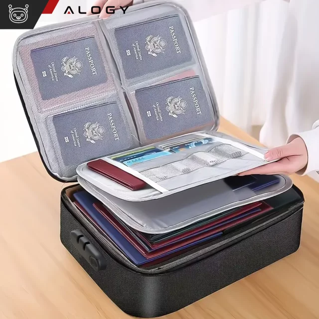 Walizka torba podróżna etui organizer na dokumenty Alogy Bag for Documents with Number Lock - 37x26x11cm Czarna