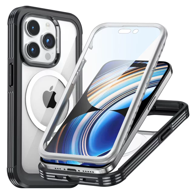 Schutzhülle für Apple iPhone 16 Pro Max Alogy Shield360 MagCase™️ mit MagSafe-Funktion, inklusive Display- und Kameraschutz, Schwarz