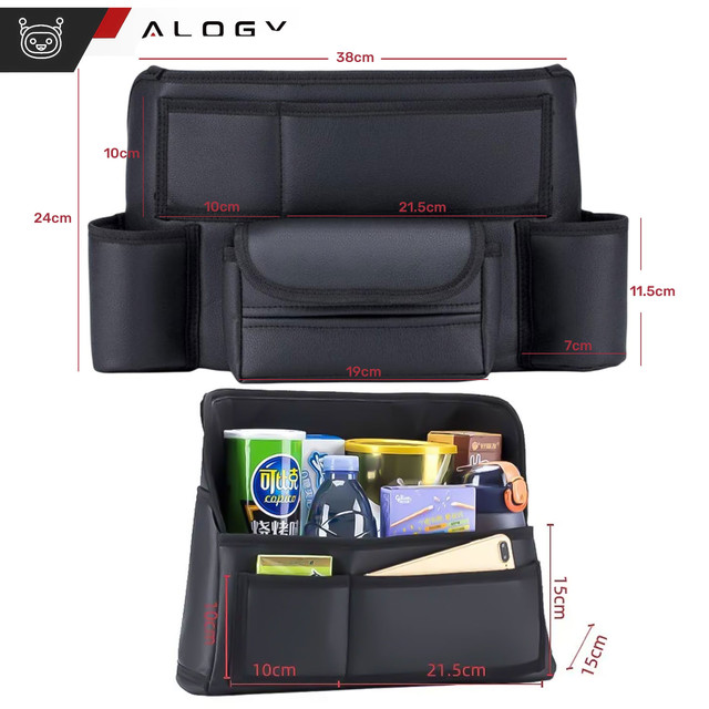 Organizér do auta do auta mezi sedadlo autosedačka Alogy Car držák na pití kapesníčky Black 2x držák na opěrku hlavy