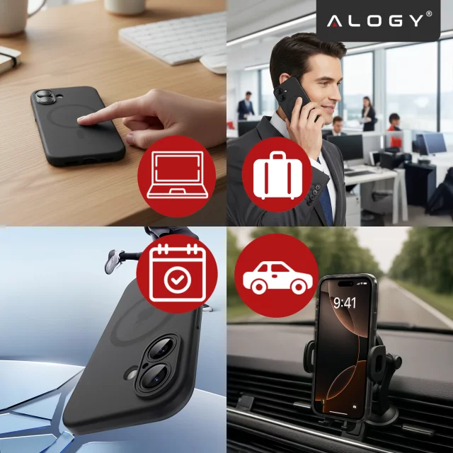 Case for Apple iPhone 16 Pro Max Alogy MagSafe Hybrid Matte Case with Lens Protection Black