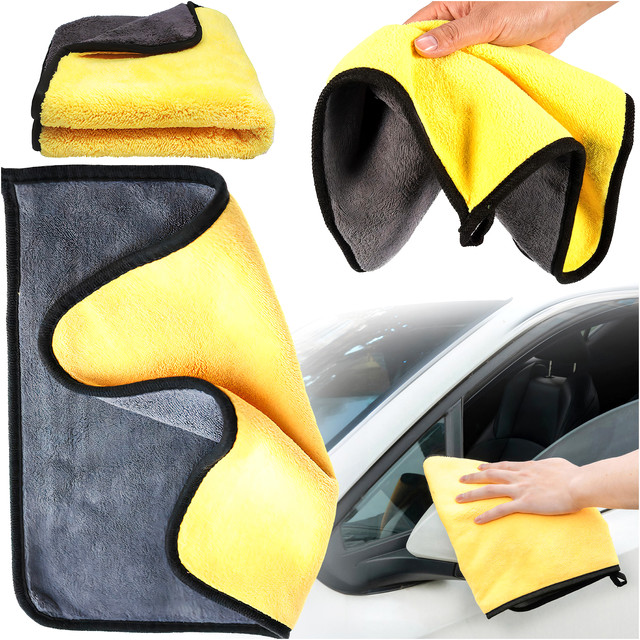 Oboustranný ručník do auta 30x60 cm velur Mikrovlákno na mytí a sušení hadřík na auta Alogy Car Detailing