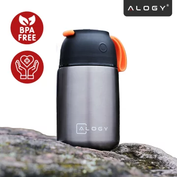 Dinner Thermos for Kids Soup Food 700ml Alogy Stainless Steel Folding Spoon Thermal Gray