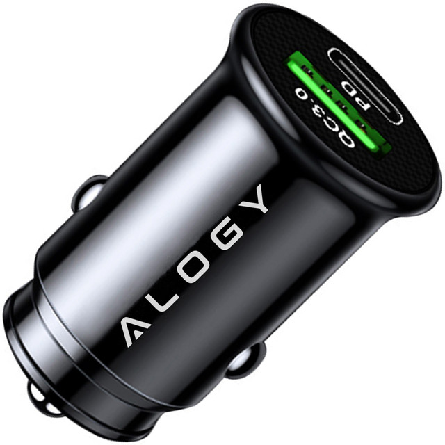Nabíječka do auta 38W USB QC 3.0 18W USB-C C PD 20W rychlá výkonná pro telefon Alogy Car černá