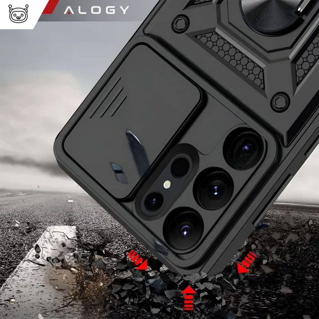 Case for Apple iPhone 16 armored Slide Case Ring camera protection housing Camshield Alogy black