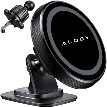 Magnetic car holder for phone, window, grille, cockpit, dashboard, car, phone, Alogy Black