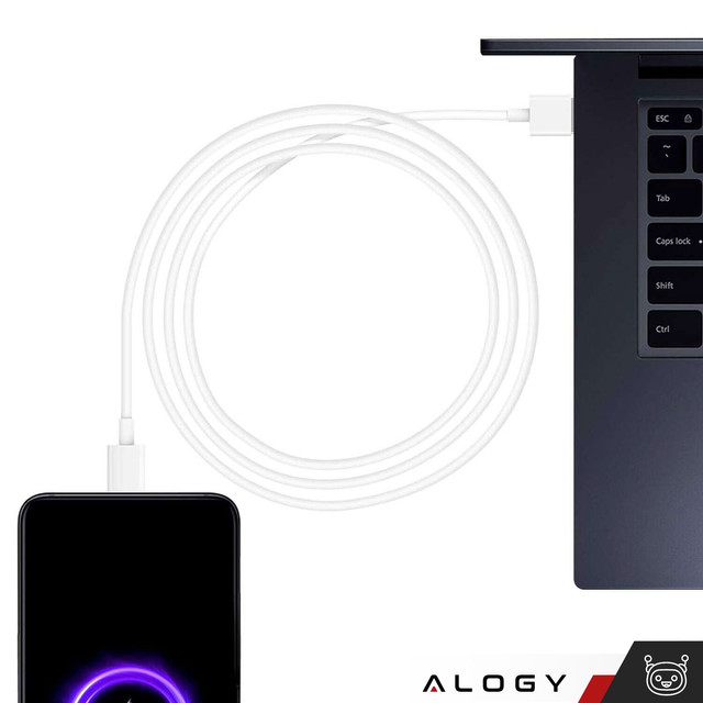 USB - USB-C Type C Cable Alogy Strong Fast 67W 6A PD 1.5M Cable White