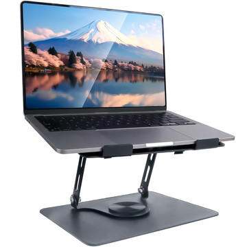 Ständer, Laptoptisch, 17,3 Zoll, verstellbar, 360 Grad, Kühlung, faltbar, Aluminium, 25 x 21,7 cm, Alogy Graphite
