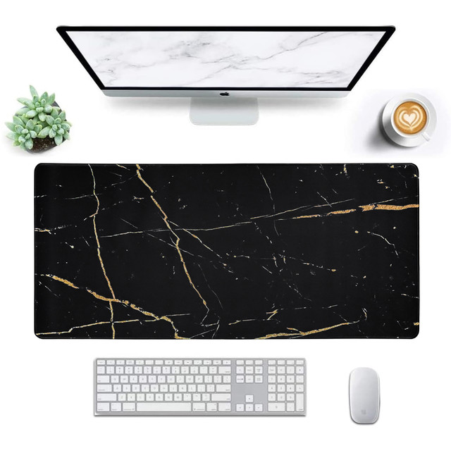 Schreibtischunterlage für Maus und Tastatur. Rutschfeste Gaming-Schutzmatte XXL 90 x 40 Alogy Marble schwarz