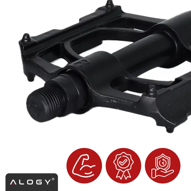 Pedały rowerowe Alogy do roweru szosowego i górskiego platformowe MTB aluminiowe komplet 2szt Aluminium z potrójnym łożyskiem Czarne