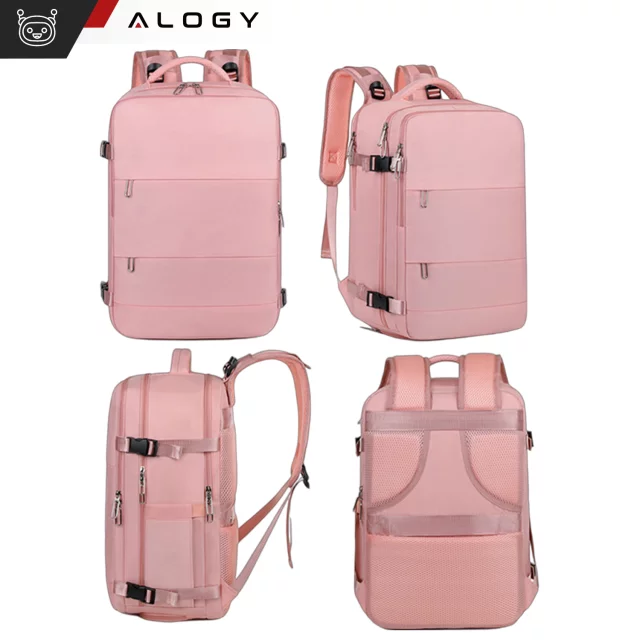Dámský cestovní batoh na notebook do kufru Zavazadla do letadla Práce do školy 45x30x20cm Alogy Pink
