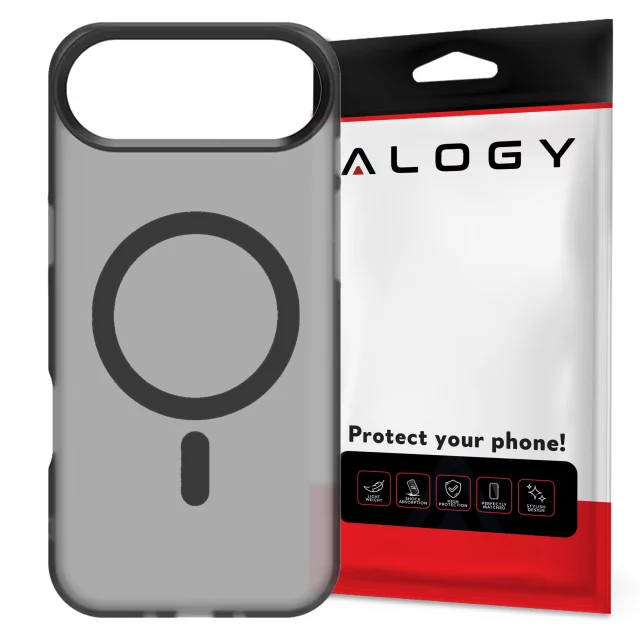Hülle für Apple iPhone 16 Pro Max Alogy MagSafe Hybrid Matte Case Matte Cover mit Linsenschutz Schwarz