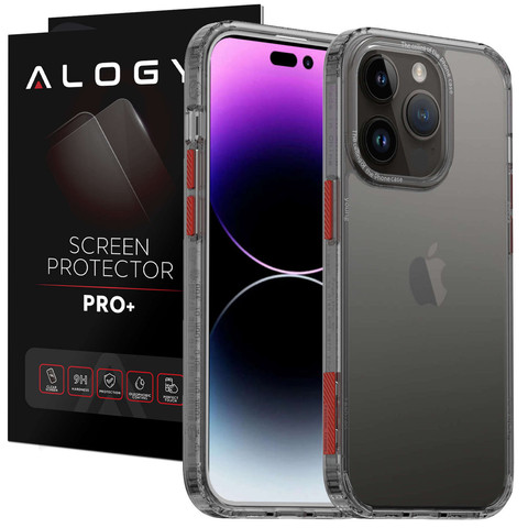 Alogy Protective Case Protective Cover for Apple iPhone 14 Pro Black and Clear Glass