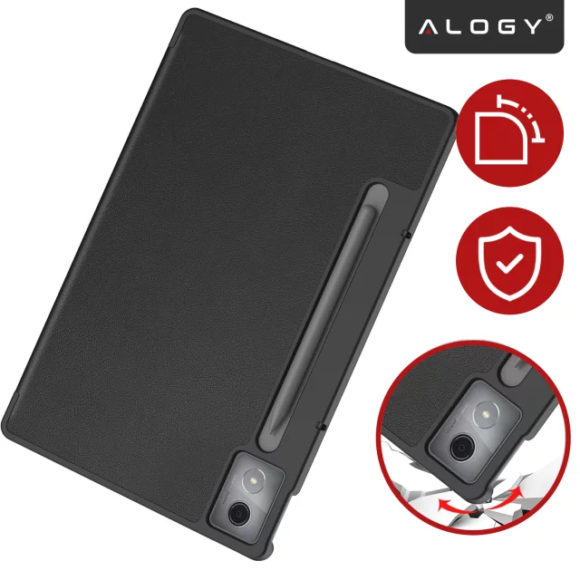 Etui do Lenovo IdeaTab Pro / Pro MT 12.7" TB-373, Ochronne z Klapką i Miejscem na Rysik, Składana Okładka Bumper, Alogy BookGuard™ – Czarne