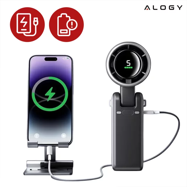 Fan Desk Fan Standing Small Circulator with Clip Cordless Handheld 500mAh USB-C Alogy White