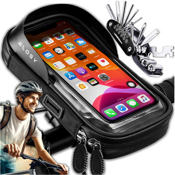 Pouzdro Brašna na kolo Pouzdro na telefon 6,4 palcový držák na řidítka na kolo 0,5 l Černá Nástroje Multitool Keys 16v1 Alogy