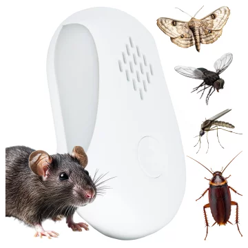 Pest Deterrent for 250 m2 Ultrasonic Nest, Anti-Insect, Mosquito, Fly, Mice, Cockroach, Chemical-Free, DuoGuard™ Alloys – White