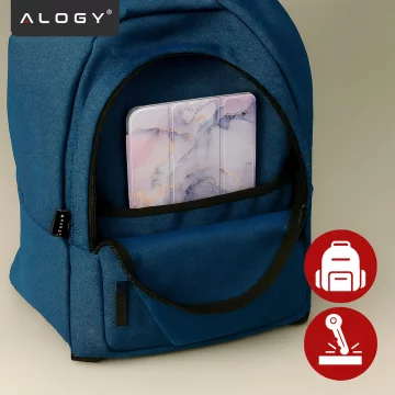 Protective Case for Apple iPad 10.9" 10 Gen 2022 / iPad 11" A16 11 Gen 2025 Hybrid with Stylus Holder, Foldable Cover with 2-in-1 Stand Function, Alogy HybridBook™ Case – Marble Purple