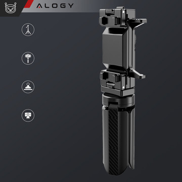 Mini držák stativu pro telefon Stojan na fotoaparát Stojan na fotoaparát Nastavitelný otočný 360° selfie stativ pro fotografie Alogy Black