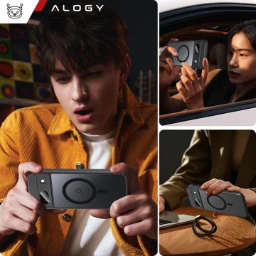 Google Pixel 8a case Alogy MagSafe Hybrid Matte Case MagMat matte black back cover