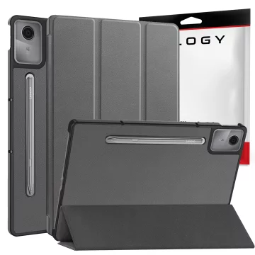 Etui do Lenovo IdeaTab Pro / Pro MT 12.7" TB-373, Ochronne z Klapką i Miejscem na Rysik, Składana Okładka Bumper, Alogy BookGuard™ – Szare