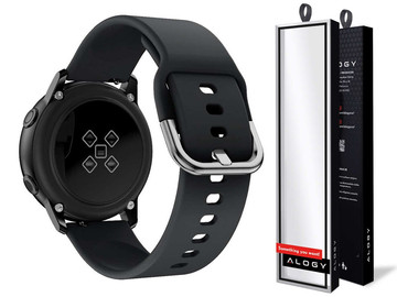 Rubber Universal Sportarmband Alogy Softband für Smartwatch 20mm Schwarz