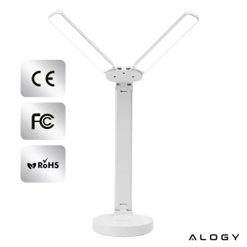 Lampe Alogy Doppel-LED-Schreibtischlampe stehend auf dem Schreibtisch mit Akku Schulzeichner Weiß