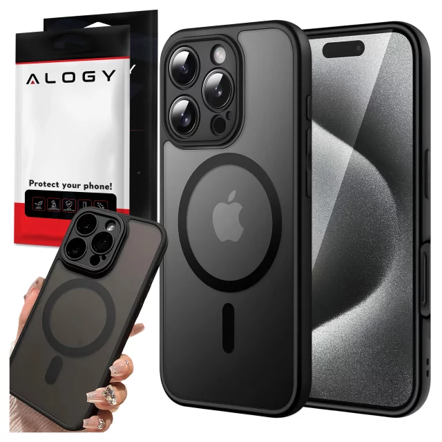 Case for Apple iPhone 16 Pro Max Alogy MagSafe Hybrid Matte Case with Lens Protection Black