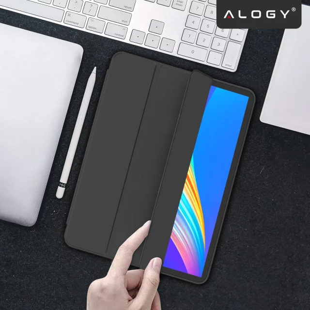 Alogy Book Cover Pencil Case Schutzhülle mit Stifthalter für Apple iPad Air 4 2020 / Air 5 2022 10,9 Zoll, Schwarz