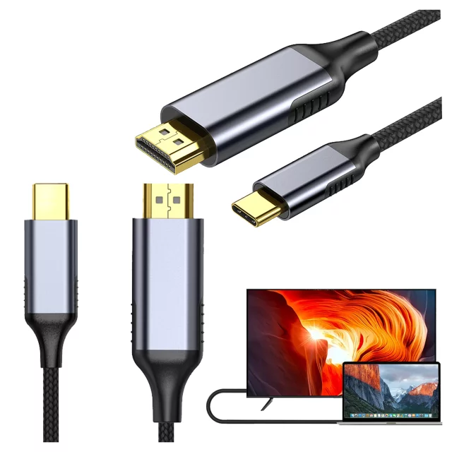 Kabel USB-C do HDMI Alogy przejściówka HUB adapter 4K 60HZ 200cm 2m Czarny