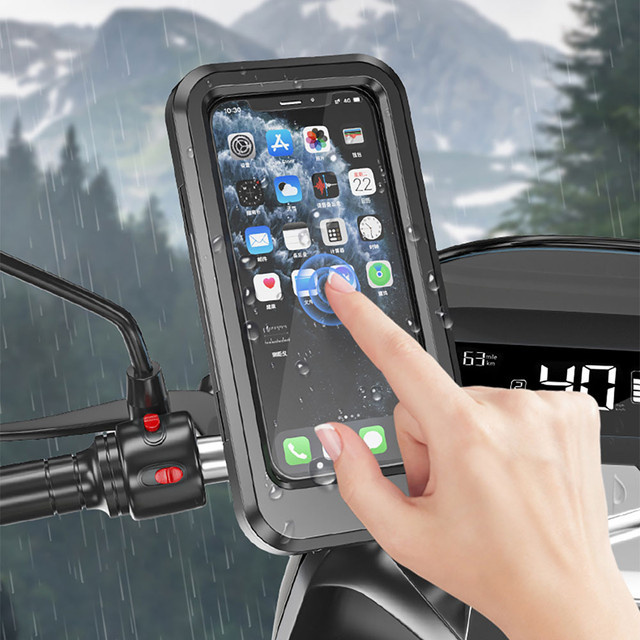 Alogy Vodotěsný držák na kolo na kolo, skútr, motorku, nastavitelná řídítka na telefon.Černá