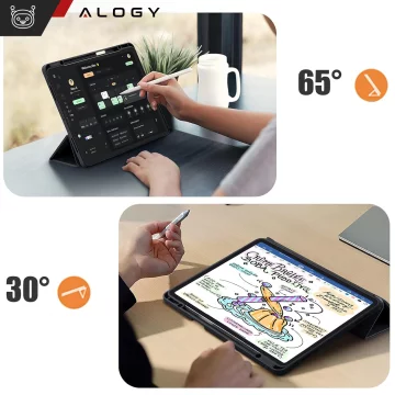 Ochranné pouzdro s držákem stylusu pro Apple iPad Air 13" 2024/2025, iPad Pro 12.9" 2018-2022, pouzdro na tablet Alogy Book Cover Case, černé