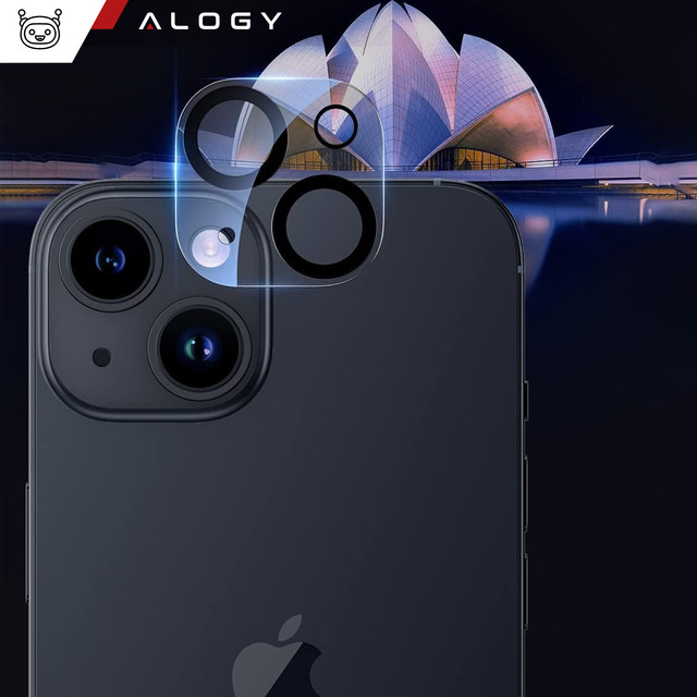 Case for iPhone 14 set of 4 glasses 5in1 armored 360 Alogy Hybrid 2x screen glass 2x lens black-transparent
