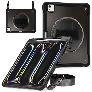 360°-Schutzhülle mit Stifthalter für Apple iPad Air 11" (2024, 2025) / Air 10,9" (2020, 2022) / Pro 11 (2018) – Alogy Pirate 360 ​​Tablet-Hülle, Schwarz