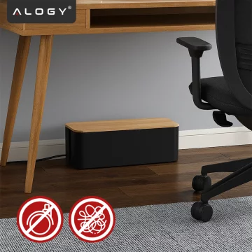 Organizér box na kabely lišty box M stůl podlaha Alogy BOX dřevo Černý