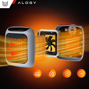 Powerful Mini Electric Heater Farelka Fan Heater for Socket Contact Pilot 800W Heater Heater EU Alogy Gray