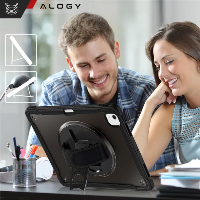 360 Armored Case with Pencil Holder for Apple iPad Air 11" (2024,2025) / Air 10.9" (2020,2022) / Pro 11 (2018) Alogy Pirate 360 ​​Case Tablet Case Black