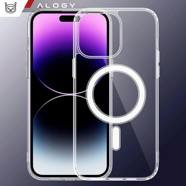 Pouzdro pro iPhone 15 Pro Max MagSafe Hybrid Case Cover Shock Clear Alogy Transparent