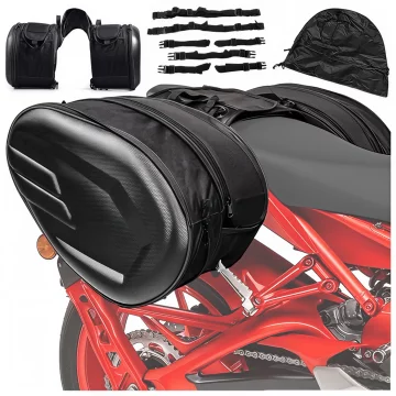 Motorrad-Satteltasche 38–58 l – Tasche, Seitenkoffer, Soziustasche, wasserdicht, robustes Material, verstellbar für Motorräder – Alogy RoadPack™ Schwarz