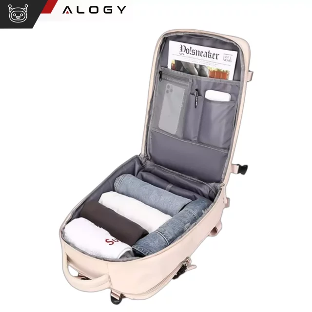 Batoh taška na notebook 15,6 palcový pánský dámský velký kufr do letadla USB unisex 42x30x10cm Alogy voděodolný černý