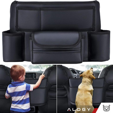 Organizér do auta do auta mezi sedadlo autosedačka Alogy Car držák na pití kapesníčky Black 2x držák na opěrku hlavy