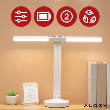Lamp Alogy double LED desk lamp standing on the desk with a battery school draftsman White