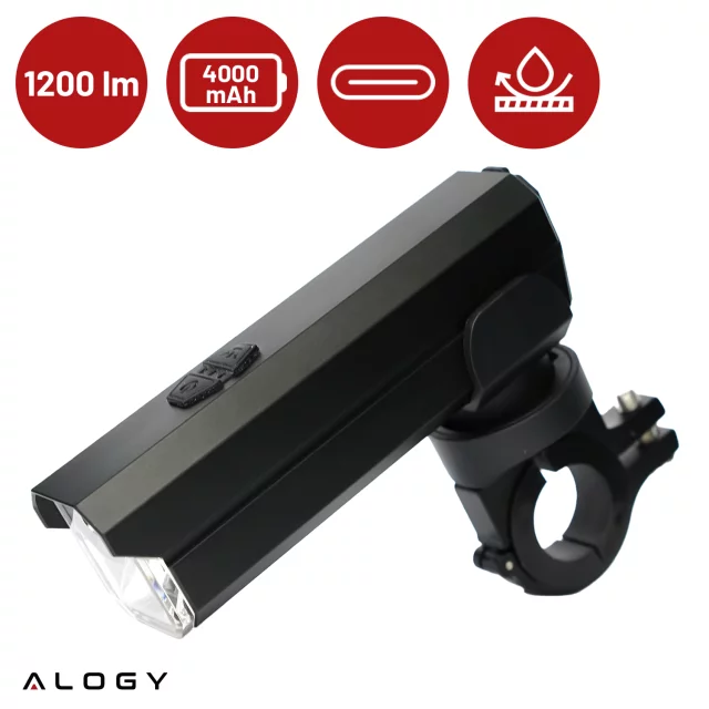 Světlo na kolo Přední LED světlo na kolo Osvětlení na kolo Vodotěsné IPX5 Alogy P12 Bike Light Black
