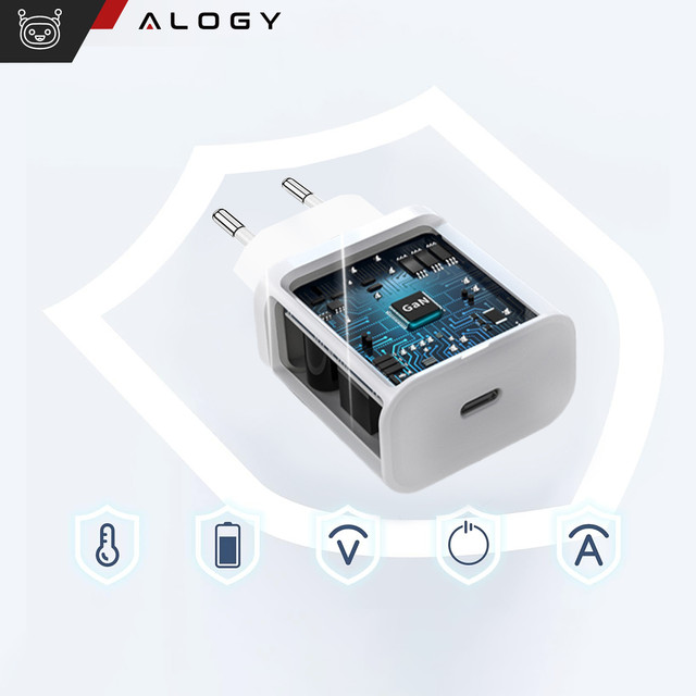 Rychlá 30W USB-C nástěnná nabíječka USB typ C GaN PD pro iPhone Alogy kostka Bílá