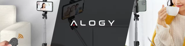 Selfie tyč stativ Stativový držák telefonu Alogy Tripod selfie tyč Bluetooth 360 dálkové ovládání Black