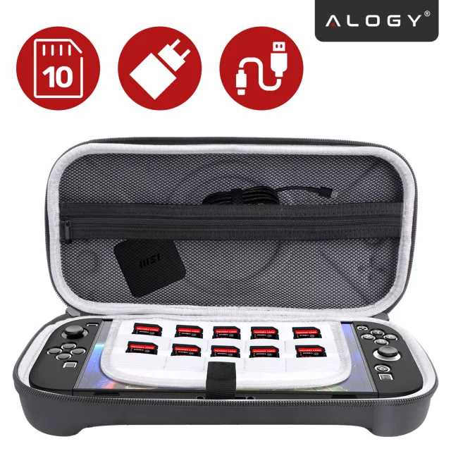 Pokrowiec Torba Ochronna do Nintendo Switch 2 2025 Twarde Etui , Wodoodporna, Lekka, z Tłoczonym Wzorem, Alogy HardFoamBag™ – Czarna