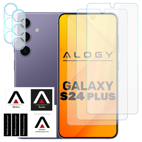 Tempered Glass for Samsung Galaxy S24 Plus 3x Screen Protector 2x Camera Lens Lens Pro 9H Alogy Glass Set