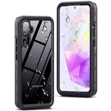 Pouzdro pro Samsung Galaxy A35 5G Armored Waterproof IP68 360 Armor Case Vestavěné Glass Alogy Black