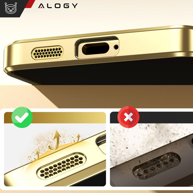 Etui do Samsung Galaxy S24+ Plus Mag Safe Glamour Case Ring obudowa ochrona aparatów Alogy Złote przezroczyste