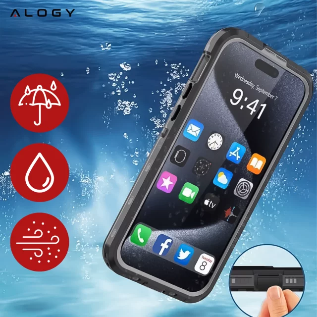 Alogy HydroArmor™ IP68 Waterproof Case with Clear Back 360 MagSafe Armor Case for Apple iPhone 16 Pro